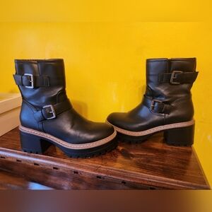 Esprit Black Ankle Boots with Buckle Accents Size 8